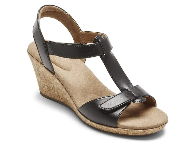 ROCKPORT -  Faux Leather Ankle Strap T-Strap Sandals