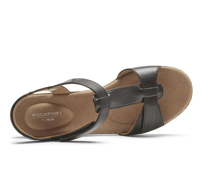 ROCKPORT -  Faux Leather Ankle Strap T-Strap Sandals