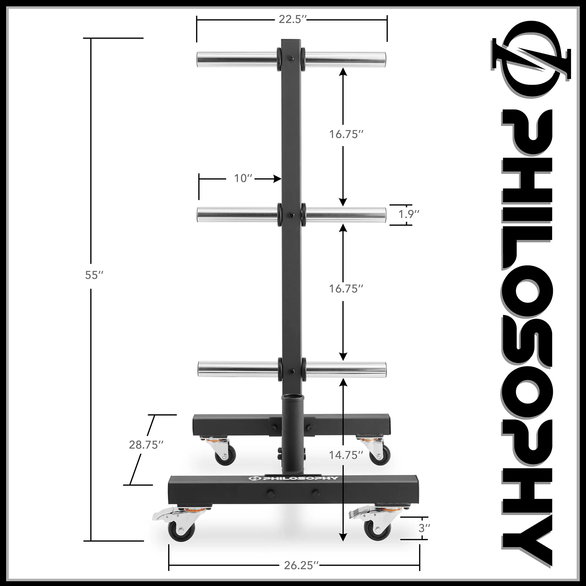 Rolling Olympic / Bumper Weight Plate Tree, Commercial Storage Rack