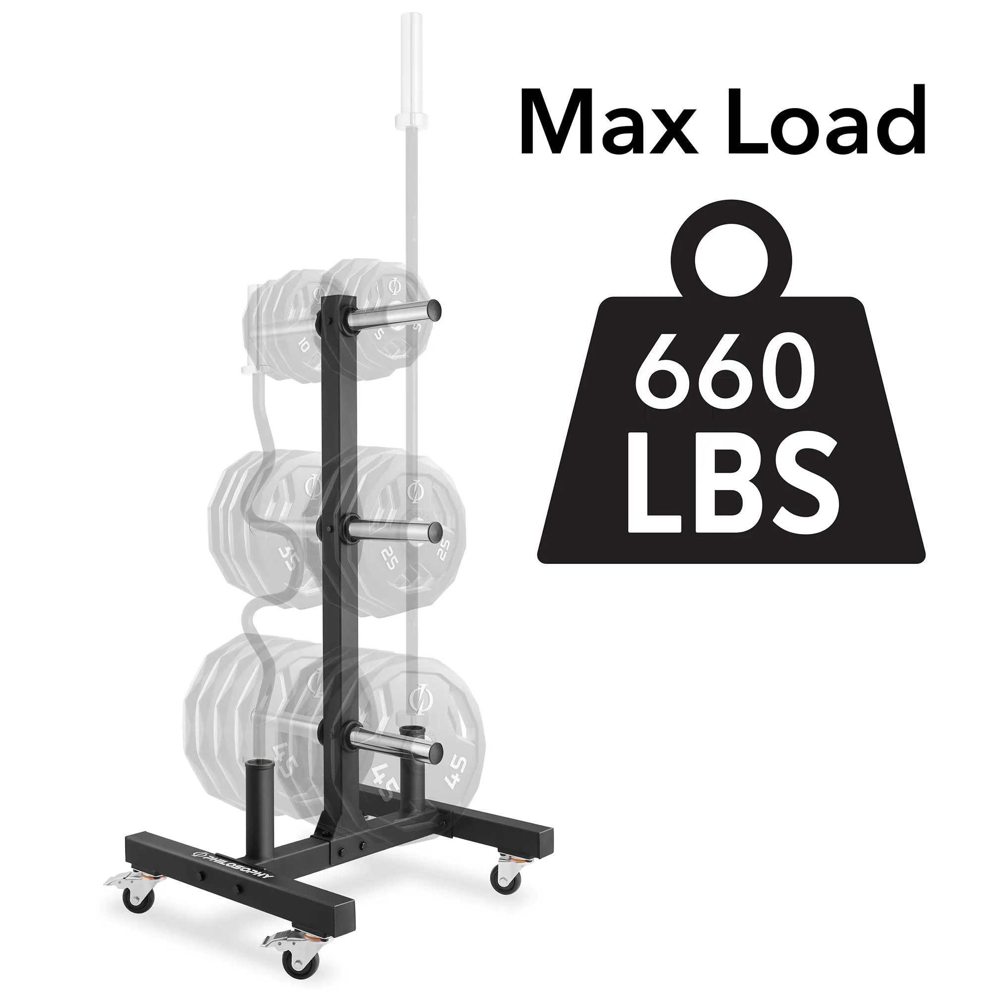 Rolling Olympic / Bumper Weight Plate Tree, Commercial Storage Rack