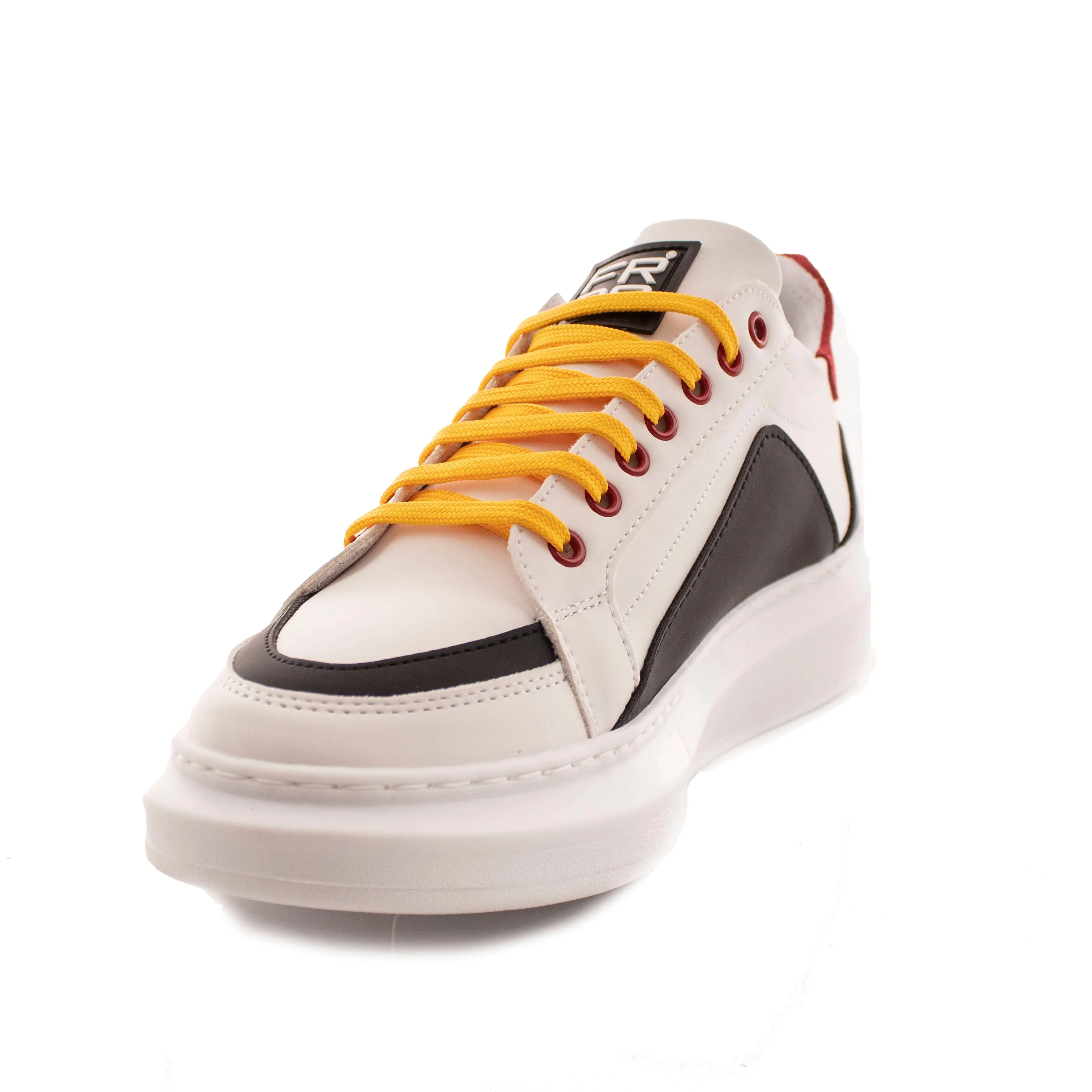 Scarpe Sneakers Uomo Basse Bicolore In Pelle Multicolore Fr09