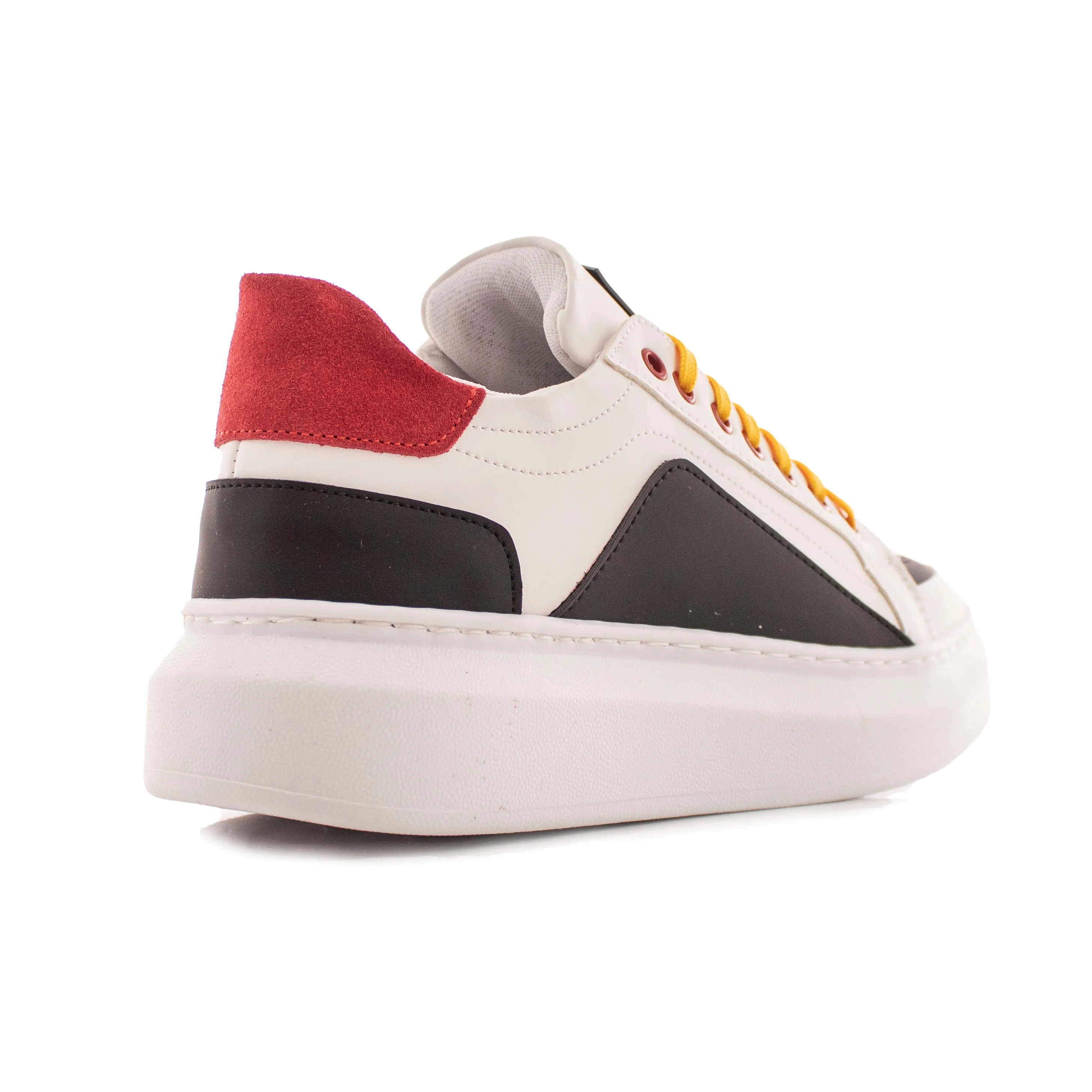 Scarpe Sneakers Uomo Basse Bicolore In Pelle Multicolore Fr09