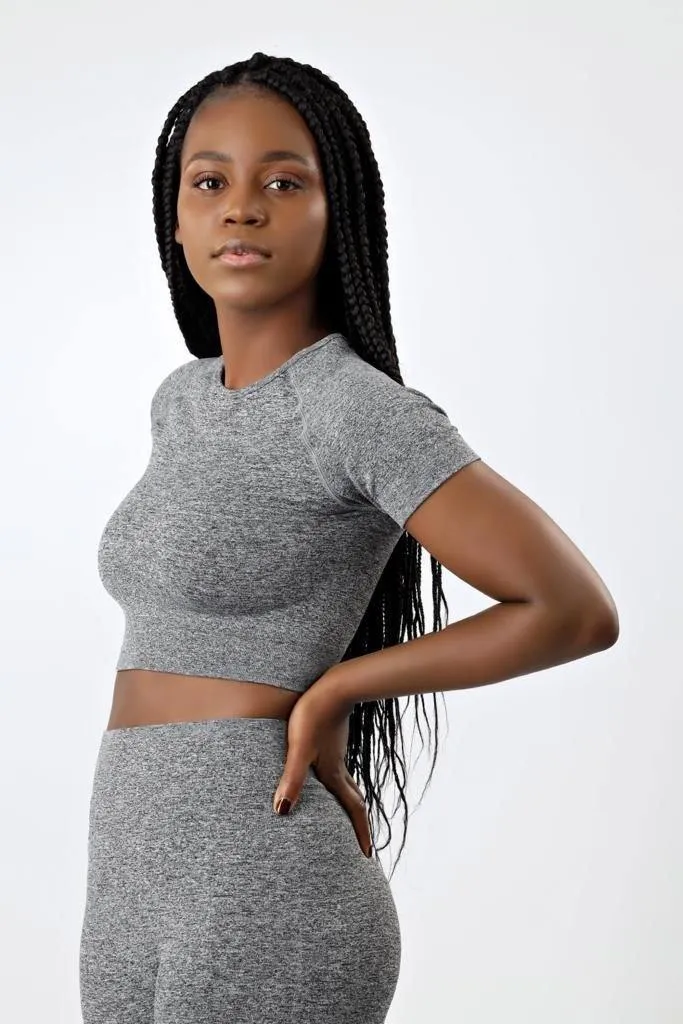 Short Sleeve Crop Top in Grey