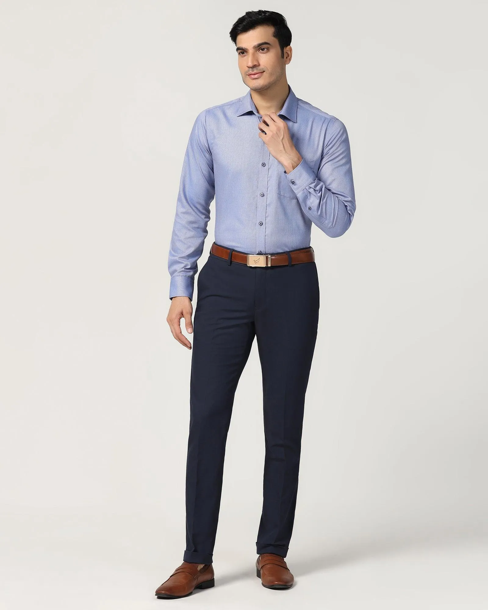 Slim Fit B-91 Formal Navy Solid Trouser - Hayabusa