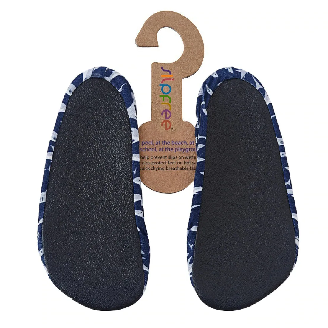 Slipfree Non-Slip Beach Shoes Sharks Navy Aqua Sock Sun Safe Grippy Soles