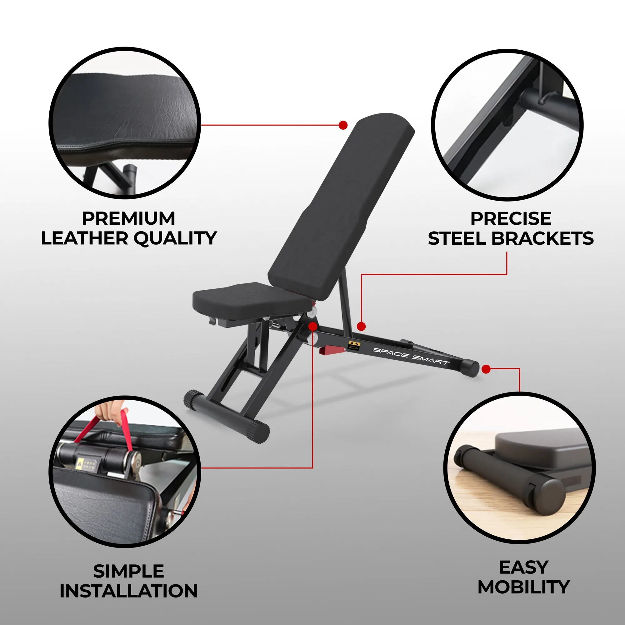 SpaceSmart Folding Adjustable Weight Bench