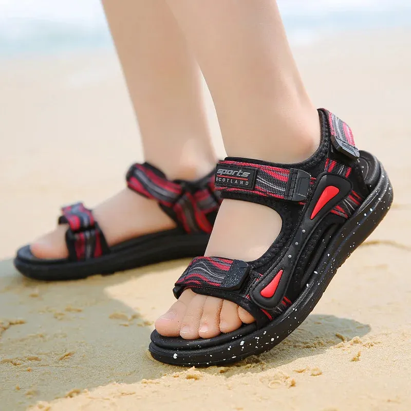 Spring Summer Brand Kids Sandals Boys Girls Beach Shoes Breathable Flat Sandals PU Leather Children Outdoor Shoes Size 28-40