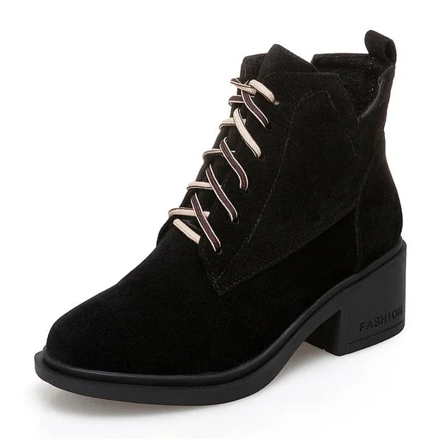 square heels lace up Ankle Boots