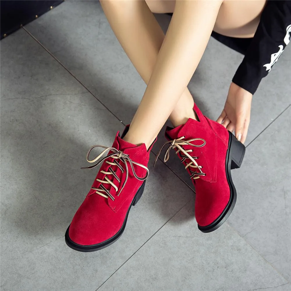 square heels lace up Ankle Boots