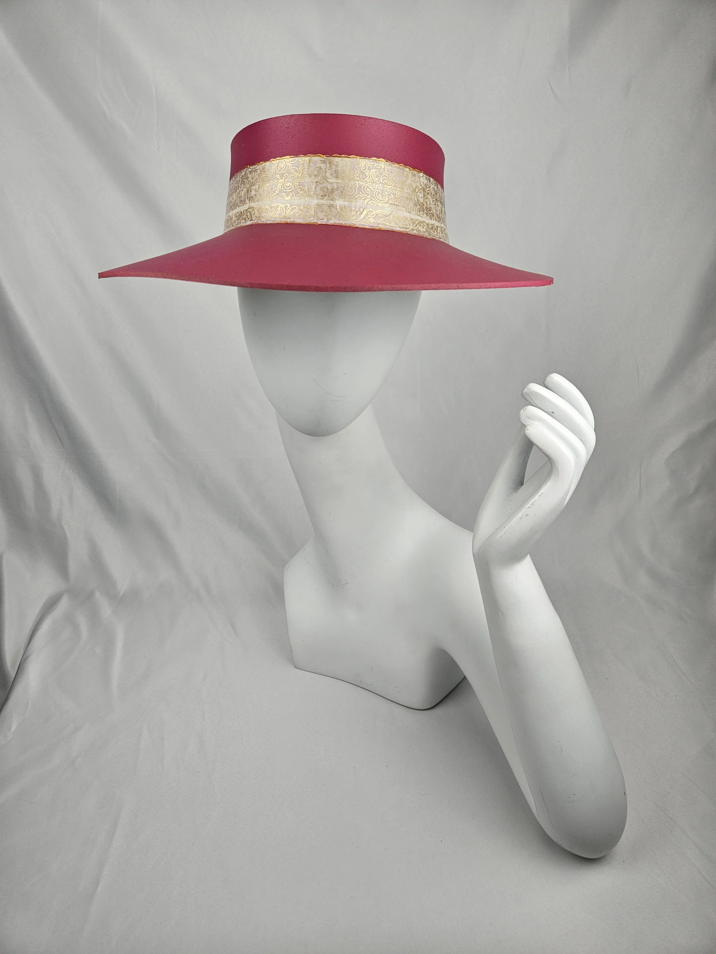 Tall Pink "LadyEVA" Visor Hat with Golden Band