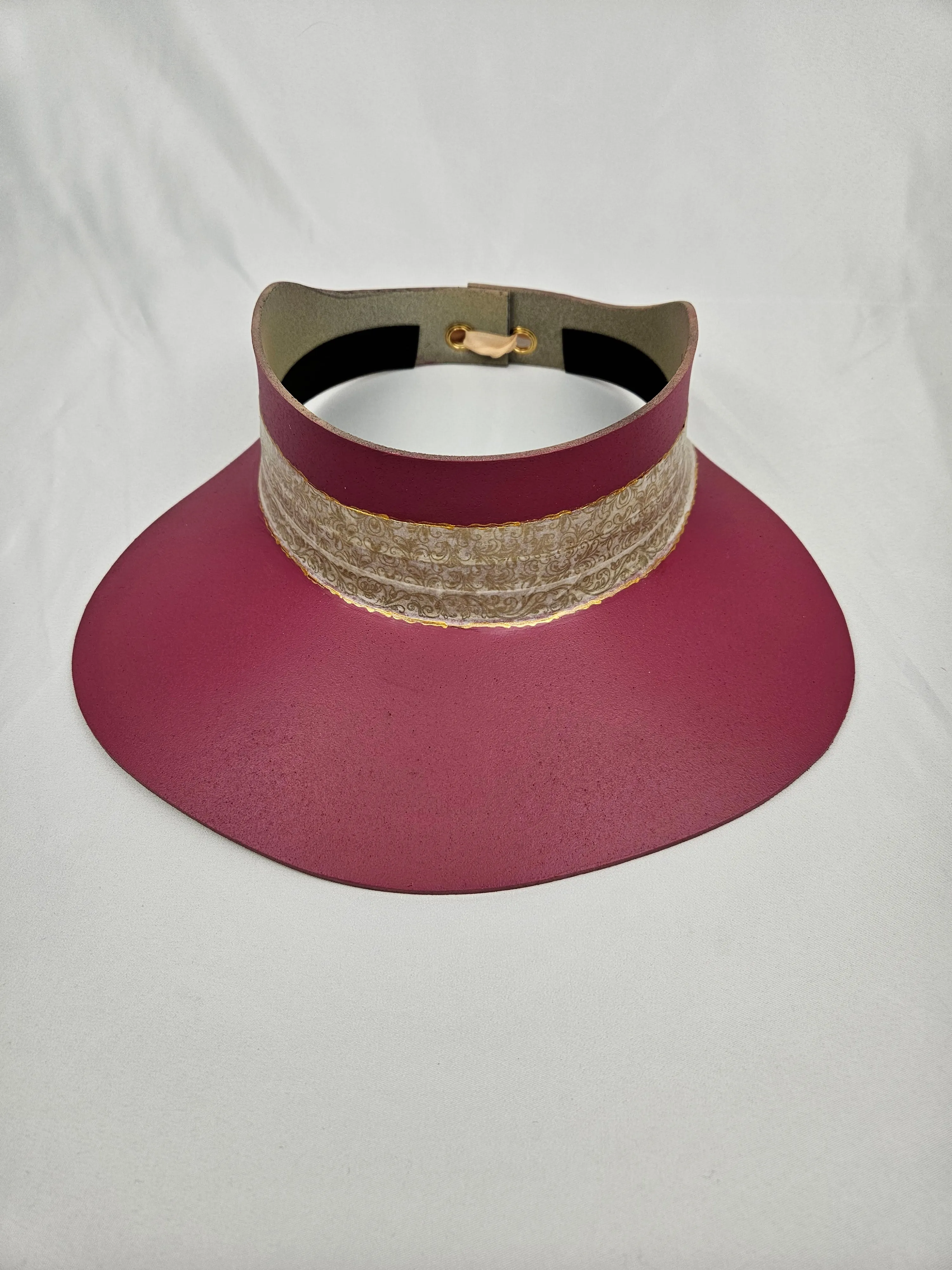 Tall Pink "LadyEVA" Visor Hat with Golden Band