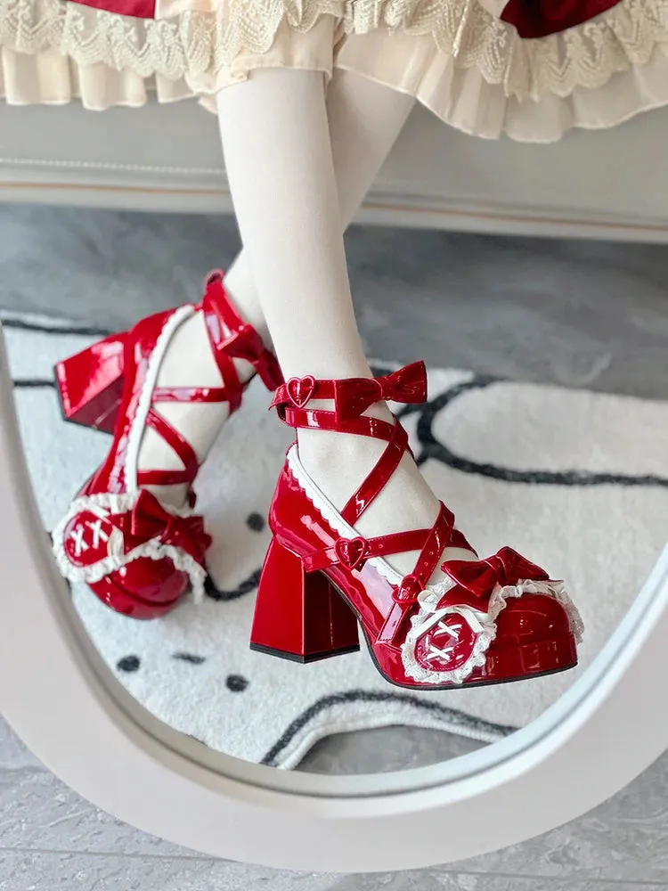 TAVIMART  -  Middle Heel Drooping Ear Rabbit Lolita High Heels Sweet Japanese Round Toe Lolita Shoes Cute Girl Tea Party Single Shoes