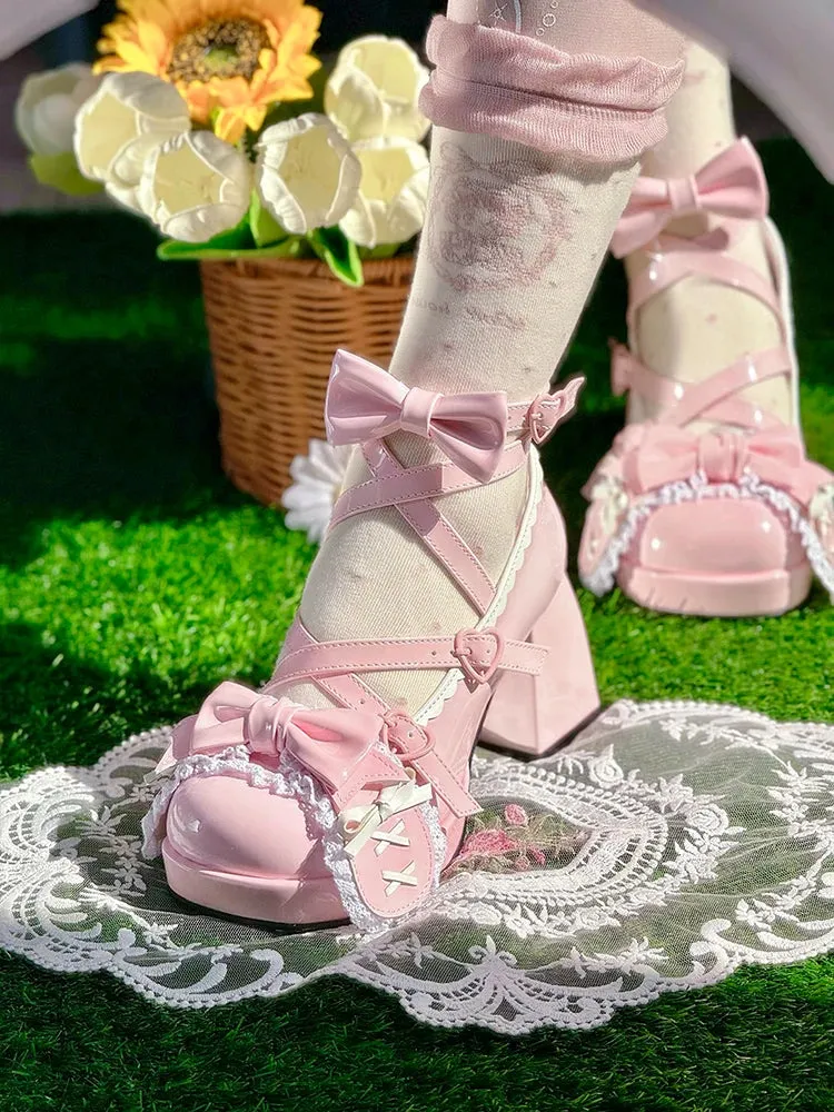 TAVIMART  -  Middle Heel Drooping Ear Rabbit Lolita High Heels Sweet Japanese Round Toe Lolita Shoes Cute Girl Tea Party Single Shoes