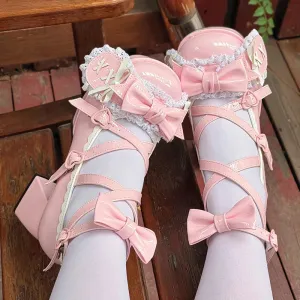 TAVIMART  -  Middle Heel Drooping Ear Rabbit Lolita High Heels Sweet Japanese Round Toe Lolita Shoes Cute Girl Tea Party Single Shoes