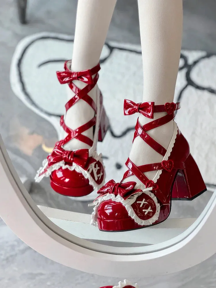 TAVIMART  -  Middle Heel Drooping Ear Rabbit Lolita High Heels Sweet Japanese Round Toe Lolita Shoes Cute Girl Tea Party Single Shoes