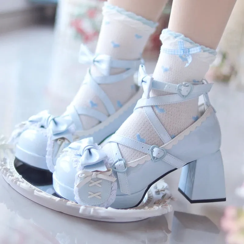 TAVIMART  -  Middle Heel Drooping Ear Rabbit Lolita High Heels Sweet Japanese Round Toe Lolita Shoes Cute Girl Tea Party Single Shoes