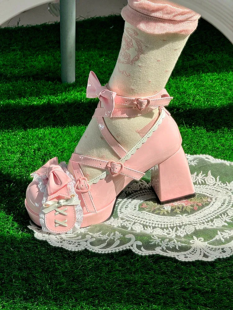 TAVIMART  -  Middle Heel Drooping Ear Rabbit Lolita High Heels Sweet Japanese Round Toe Lolita Shoes Cute Girl Tea Party Single Shoes