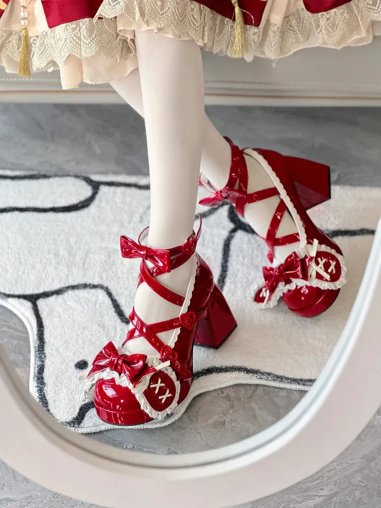 TAVIMART  -  Middle Heel Drooping Ear Rabbit Lolita High Heels Sweet Japanese Round Toe Lolita Shoes Cute Girl Tea Party Single Shoes