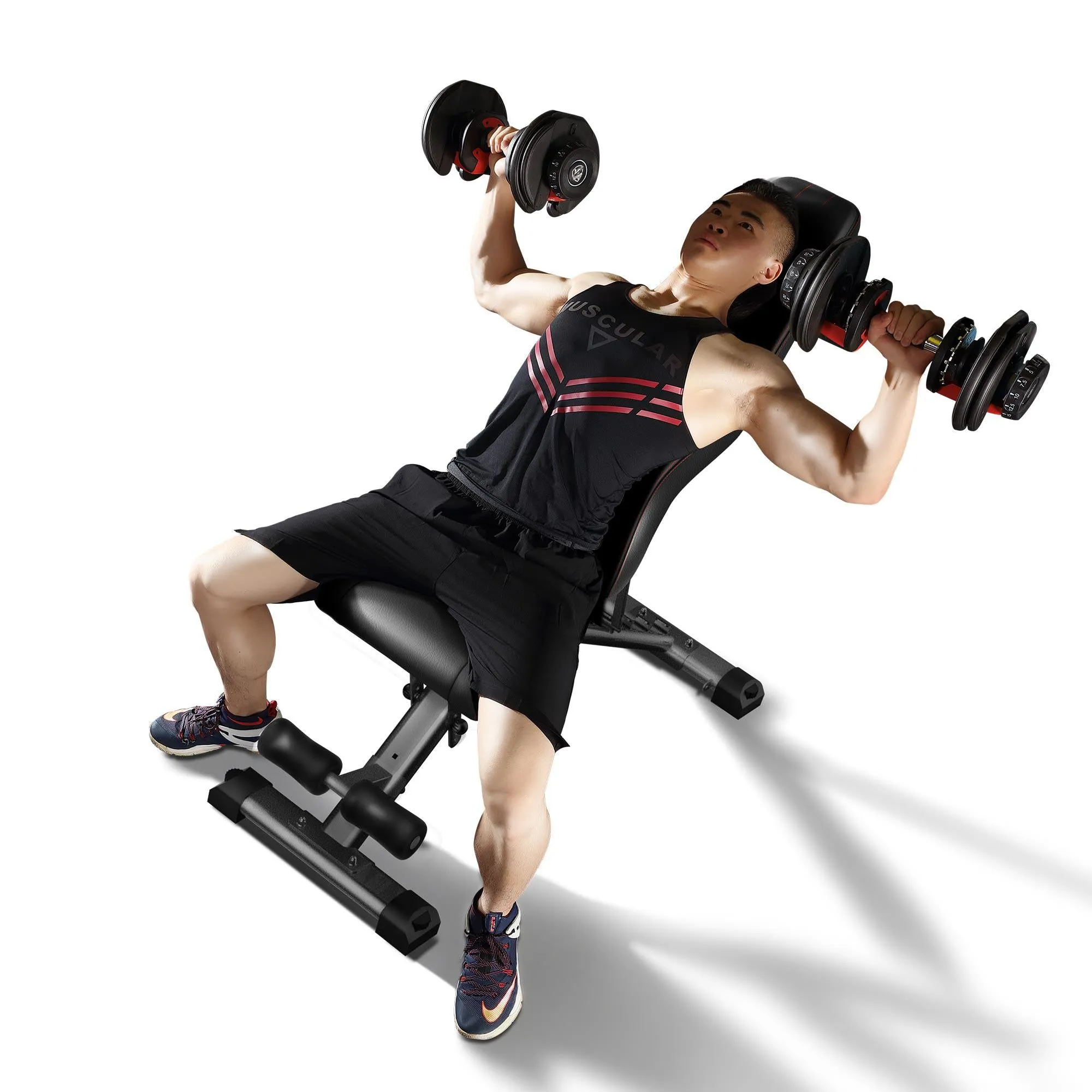 TechShark™ Dumbbell Weight Bench with 15 Possible Adjustments