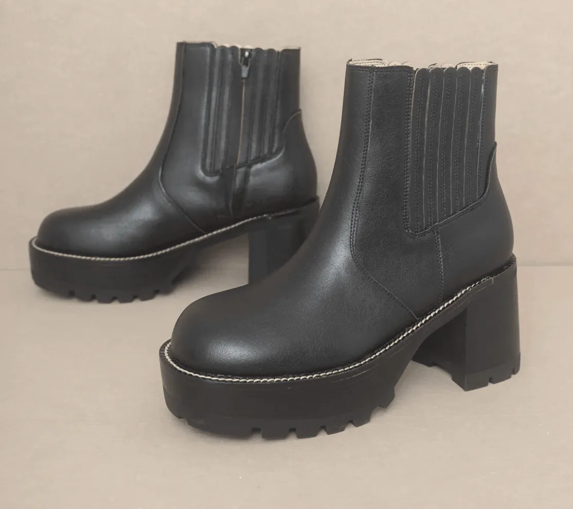 The Allison Midnight Chunky Platform Paneled Boots