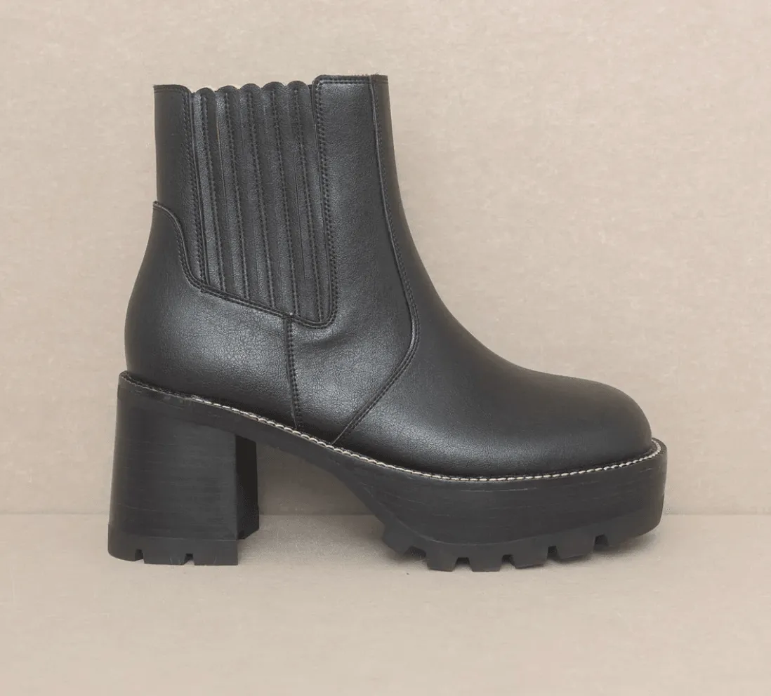 The Allison Midnight Chunky Platform Paneled Boots