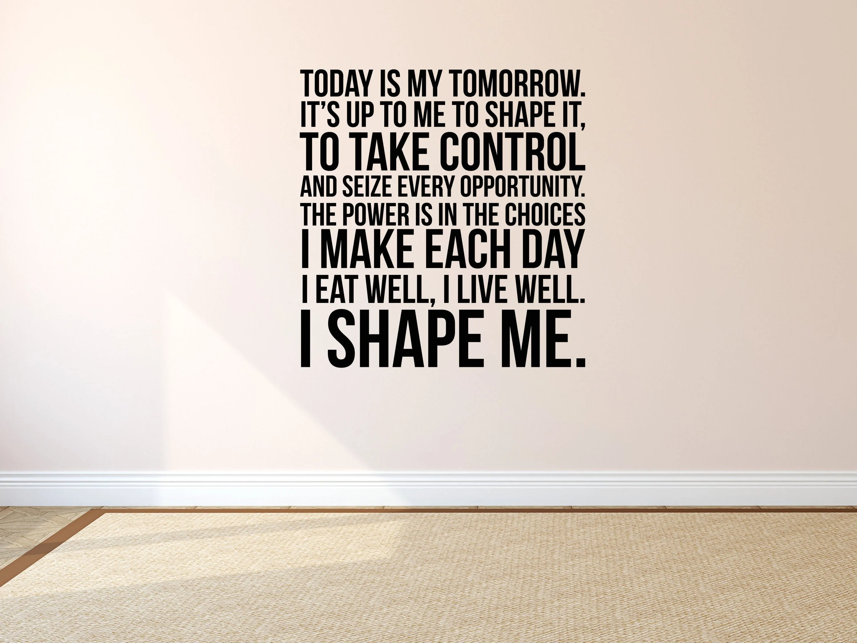 Today Is My Tomorrow Fitness Decal - Inspirational Vinyl Wall Decal Quote - Gym Wall Sticker- Workout Quote - Home Gym Wall Words