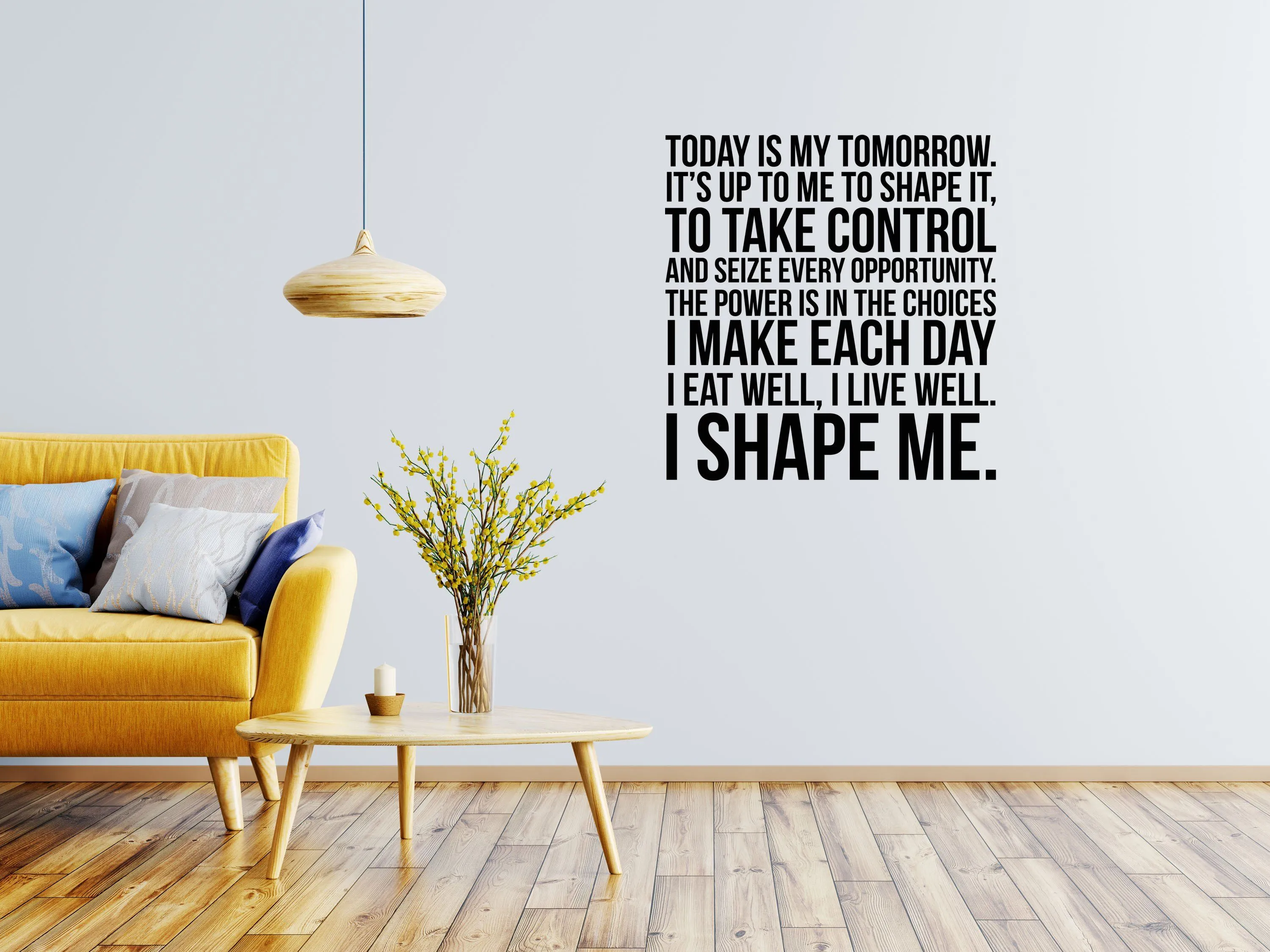 Today Is My Tomorrow Fitness Decal - Inspirational Vinyl Wall Decal Quote - Gym Wall Sticker- Workout Quote - Home Gym Wall Words