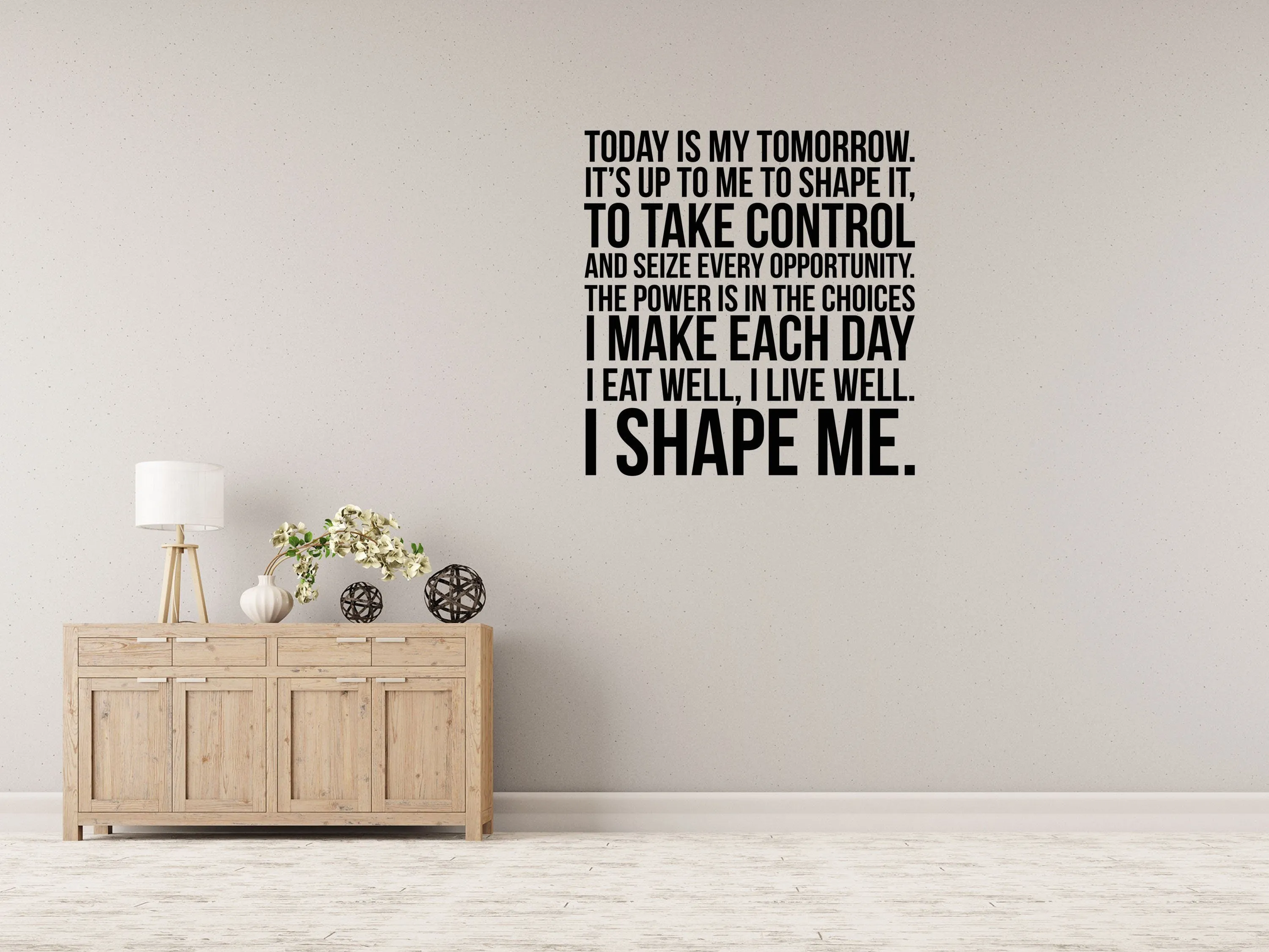 Today Is My Tomorrow Fitness Decal - Inspirational Vinyl Wall Decal Quote - Gym Wall Sticker- Workout Quote - Home Gym Wall Words