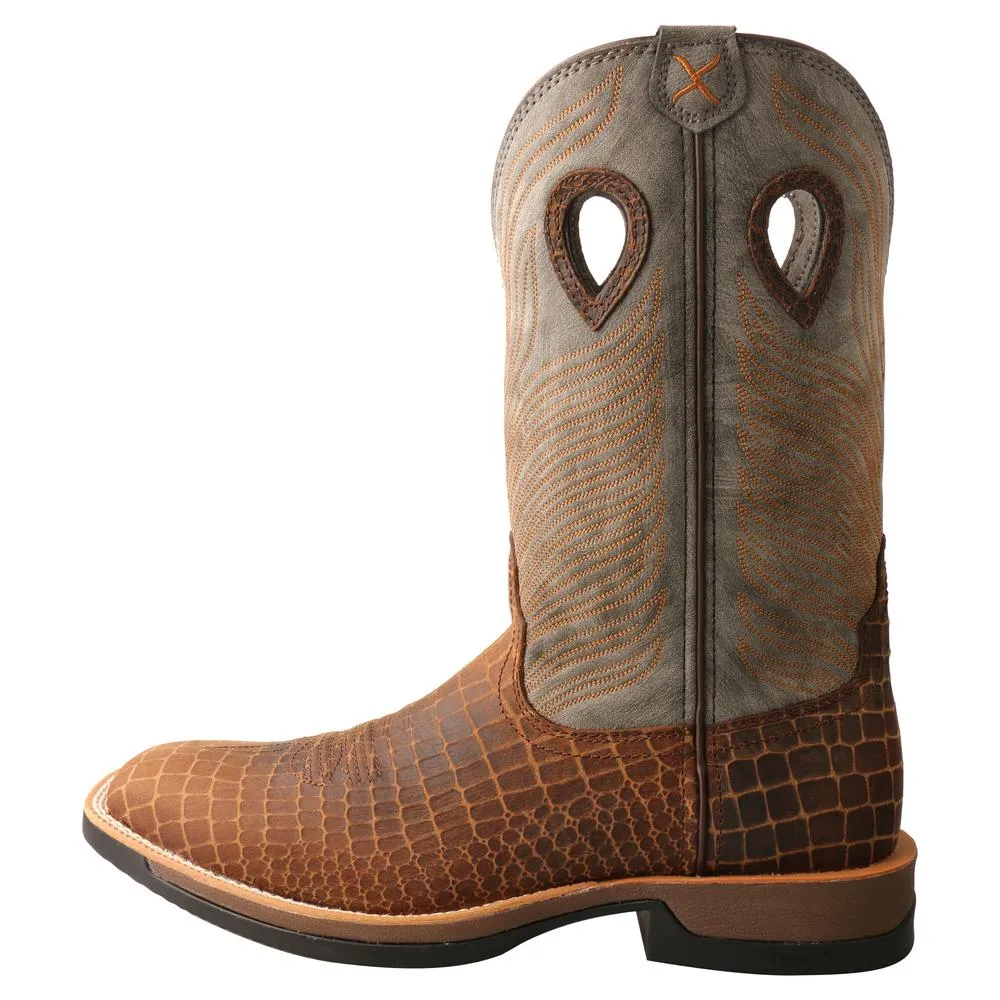 'Twisted X' Men's 12" Tech-X Cellstretch Western Square Toe - Brown / Grey