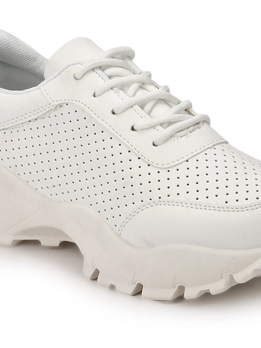 White Cleated Lace-Up Trainers