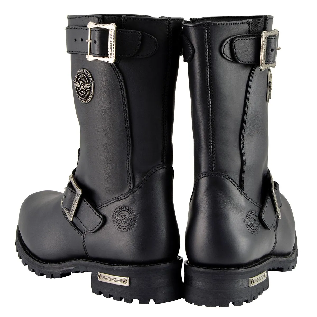 WIDE MBM9020WIDE Men's Black 11-Inch Classic Engineer Motorcycle Leather Boots