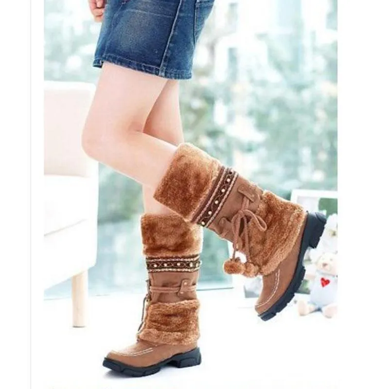 Winter Womens Boots - Cute Snow Furry Plush Boots