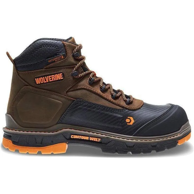 Wolverine Men's Overpass Safety Toe 6" WP Work Boot - Brown - W10717