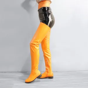 Women fashion chunky low heel side zipper over the knee boots