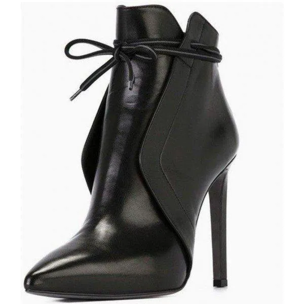 Women lace up pointed toe stiletto high heel boots