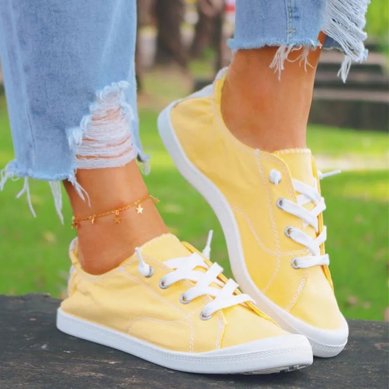 Women summer outdoor casual yellow slip on sneakers