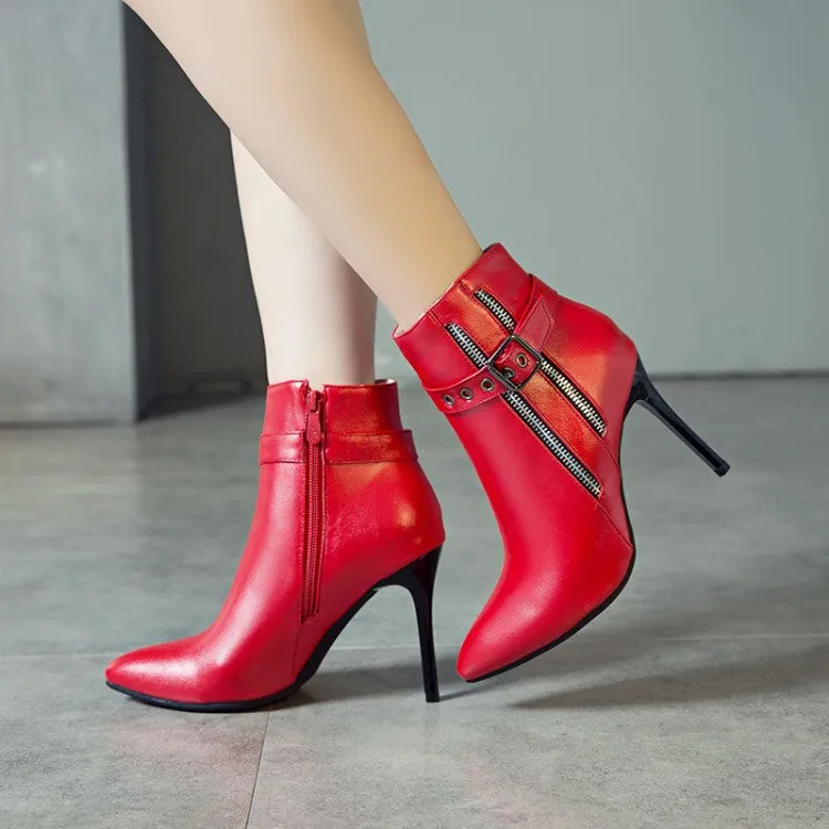 Women's Pointed Toe High Heel Short Boots