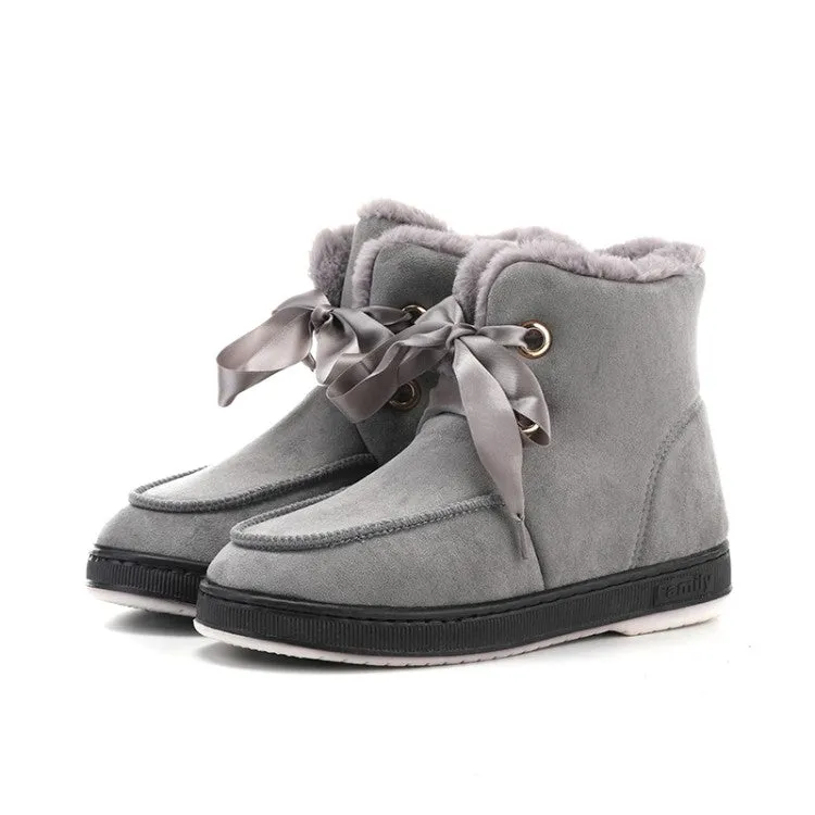 Women's Winter Lace Up Fur Short Snow Boots