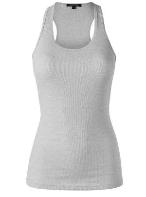 Women'Ss Ribbed Tank top, Racerback Scoop Neck Active (FWT1010)