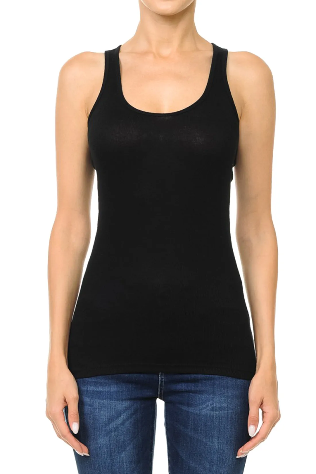 Women'Ss Ribbed Tank top, Racerback Scoop Neck Active (FWT1010)