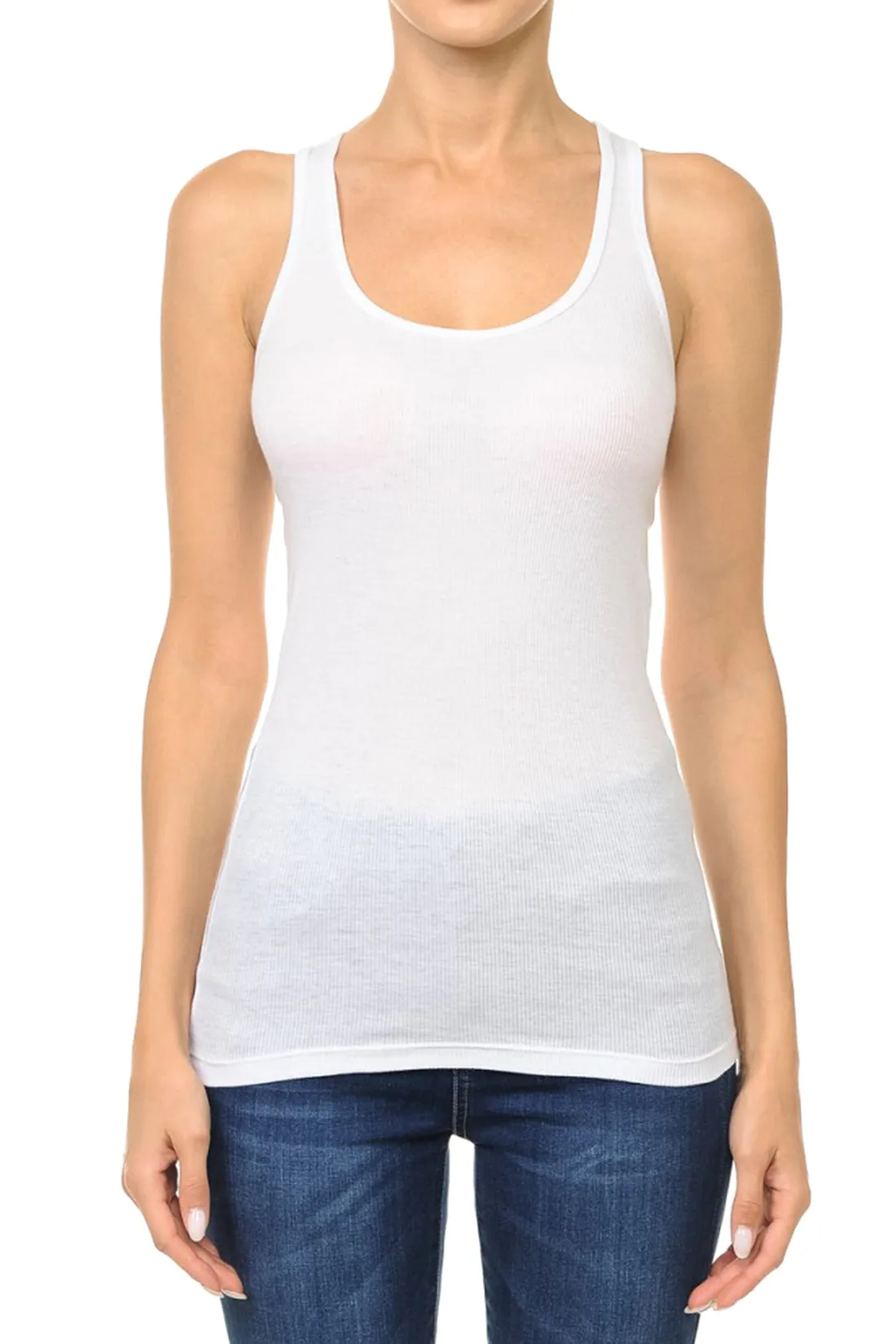 Women'Ss Ribbed Tank top, Racerback Scoop Neck Active (FWT1010)