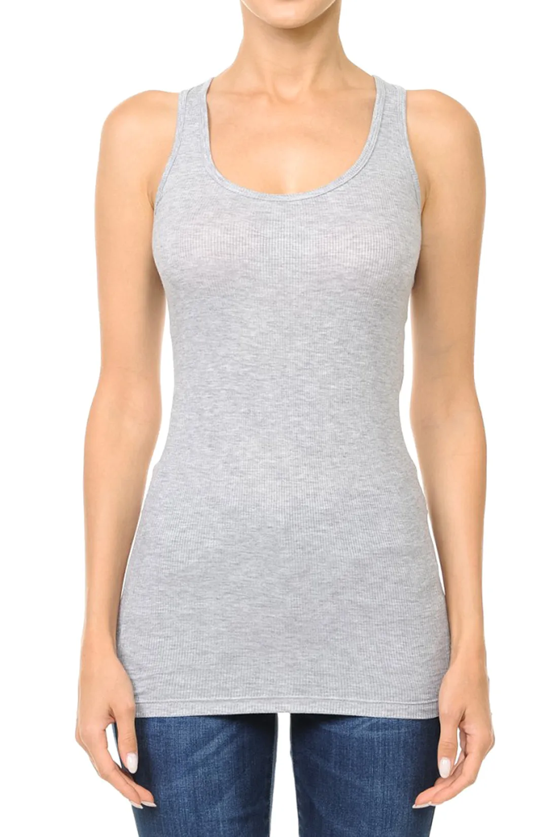 Women'Ss Ribbed Tank top, Racerback Scoop Neck Active (FWT1010)