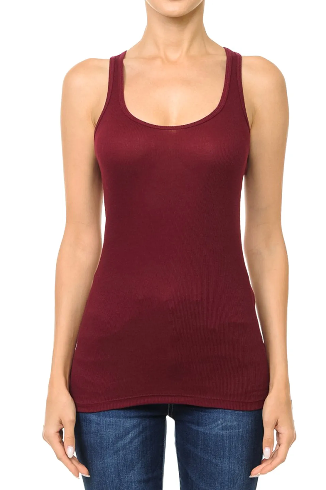 Women'Ss Ribbed Tank top, Racerback Scoop Neck Active (FWT1010)