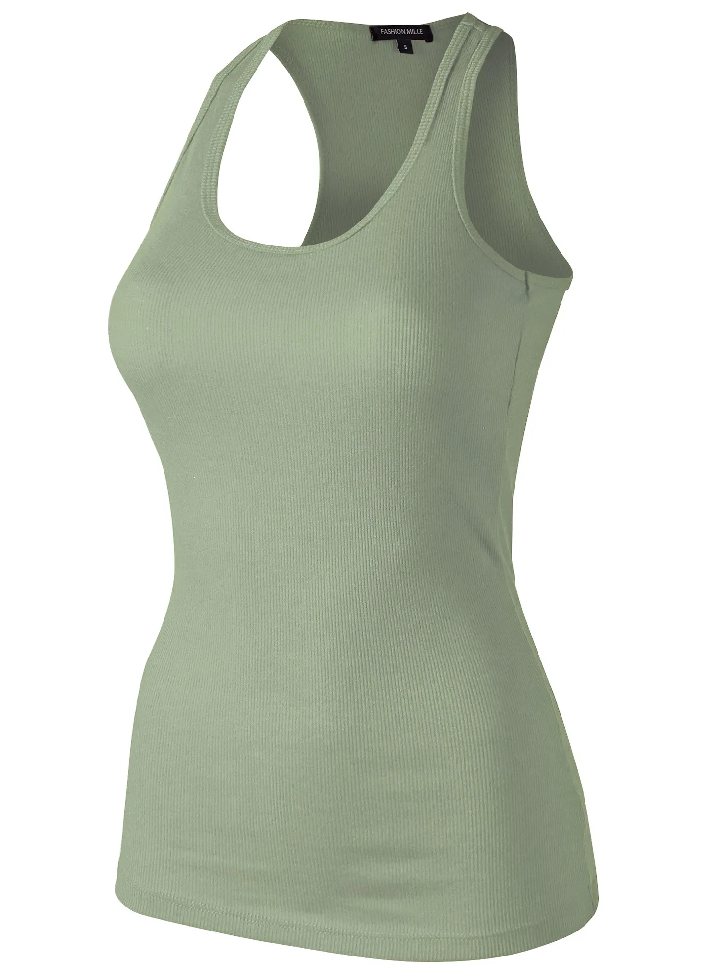 Women'Ss Ribbed Tank top, Racerback Scoop Neck Active (FWT1010)