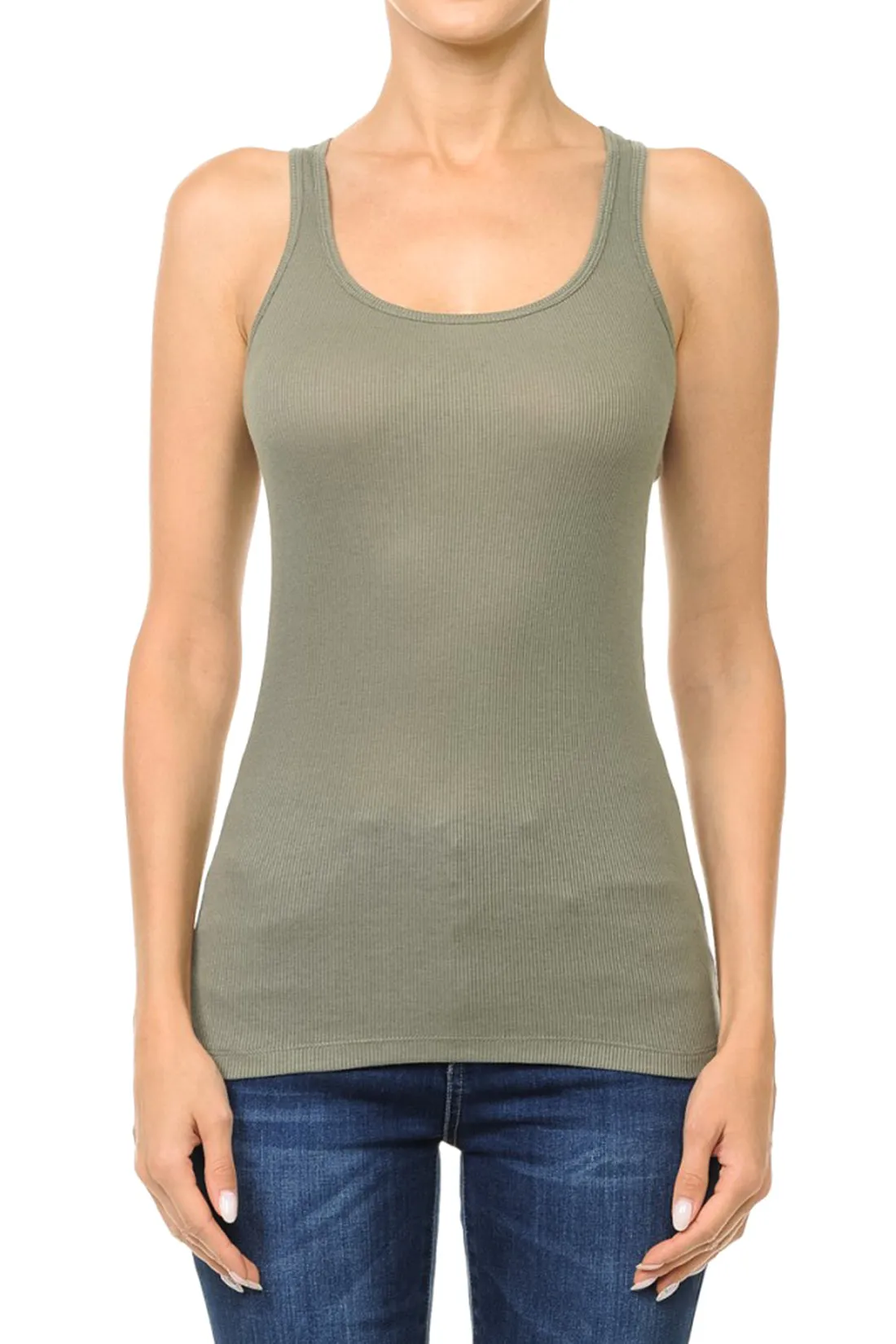 Women'Ss Ribbed Tank top, Racerback Scoop Neck Active (FWT1010)