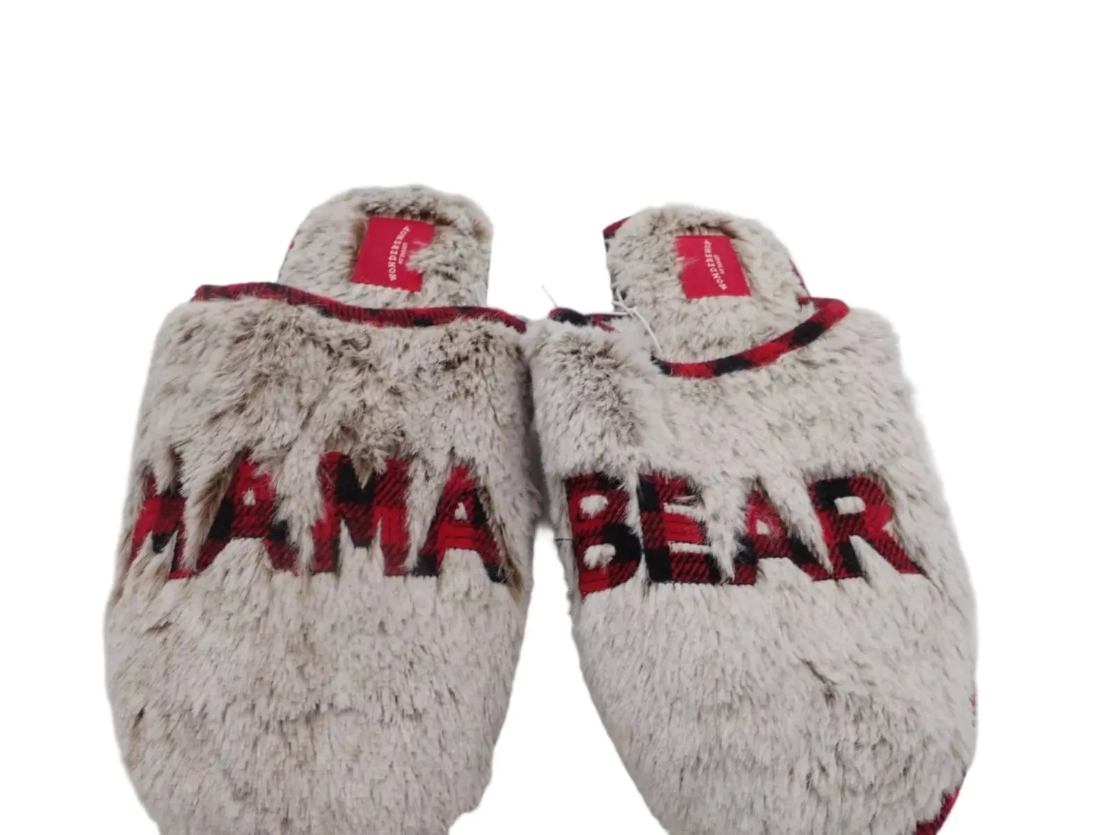 WONDERSHOP - Mama Bear Faux Fur Plaid Slippers