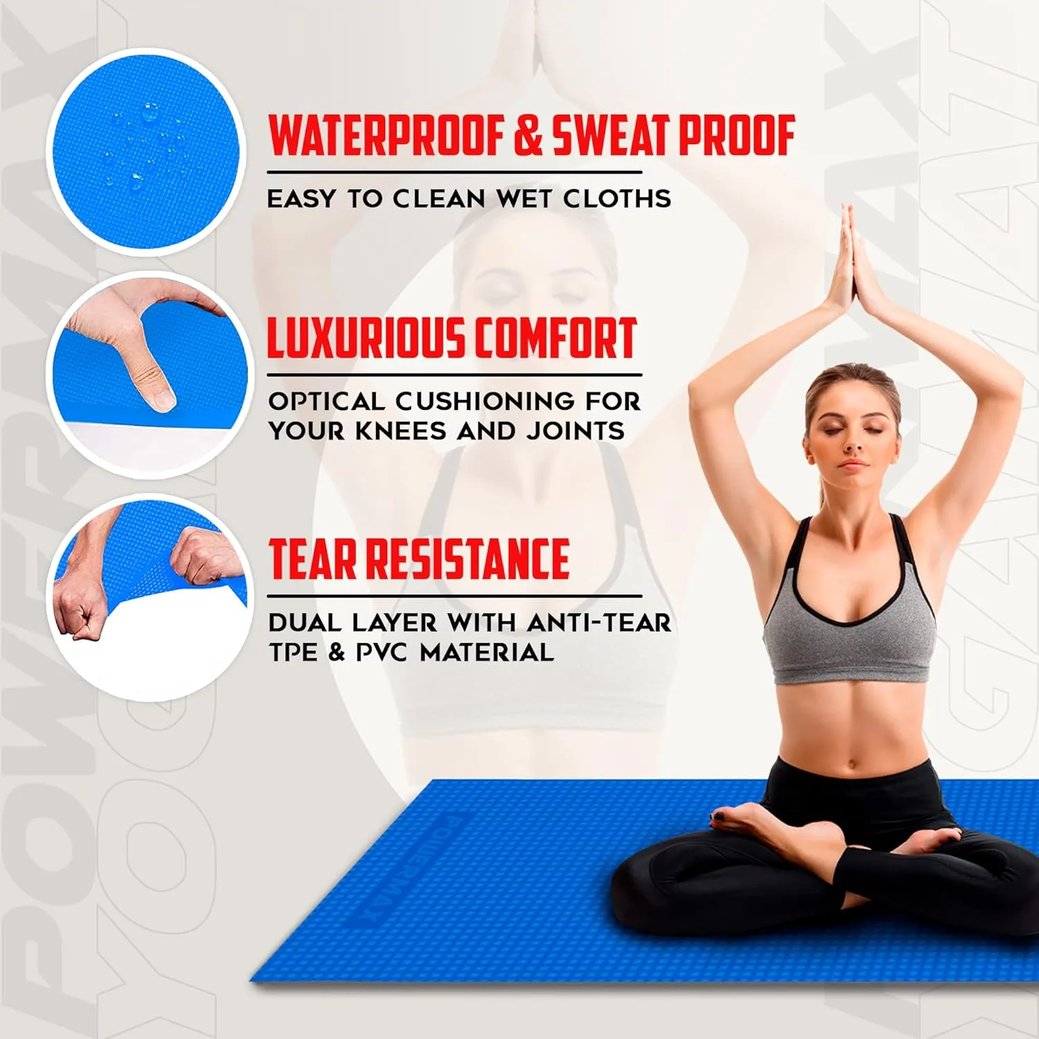 YE4-1.2-BL 4mm Thick Premium Exercise Yoga Mat for Gym Workout [Ultra-Dense Cushioning | Tear Resistance & Water Proof] Eco-Friendly Non-Slip Yoga Mat for Gym and Any General Fitness