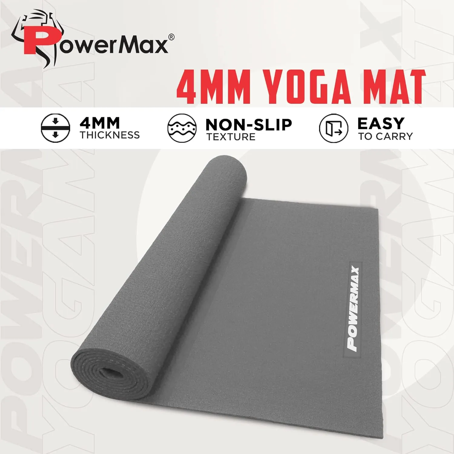 YE4-1.2-GY 4mm Thick Premium Exercise Yoga Mat for Gym Workout [Ultra-Dense Cushioning | Tear Resistance & Water Proof] Eco-Friendly Non-Slip Yoga Mat for Gym and Any General Fitness