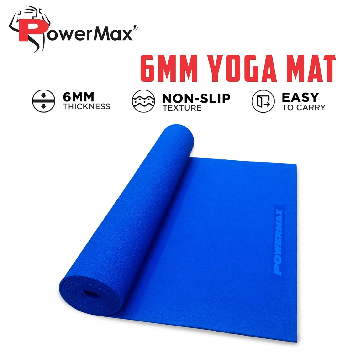 YE6-1.1-BL 6mm Thick Premium Exercise Yoga Mat for Gym Workout [Ultra-Dense Cushioning | Tear Resistance & Water Proof] Eco-Friendly Non-Slip Yoga Mat for Gym and Any General Fitness