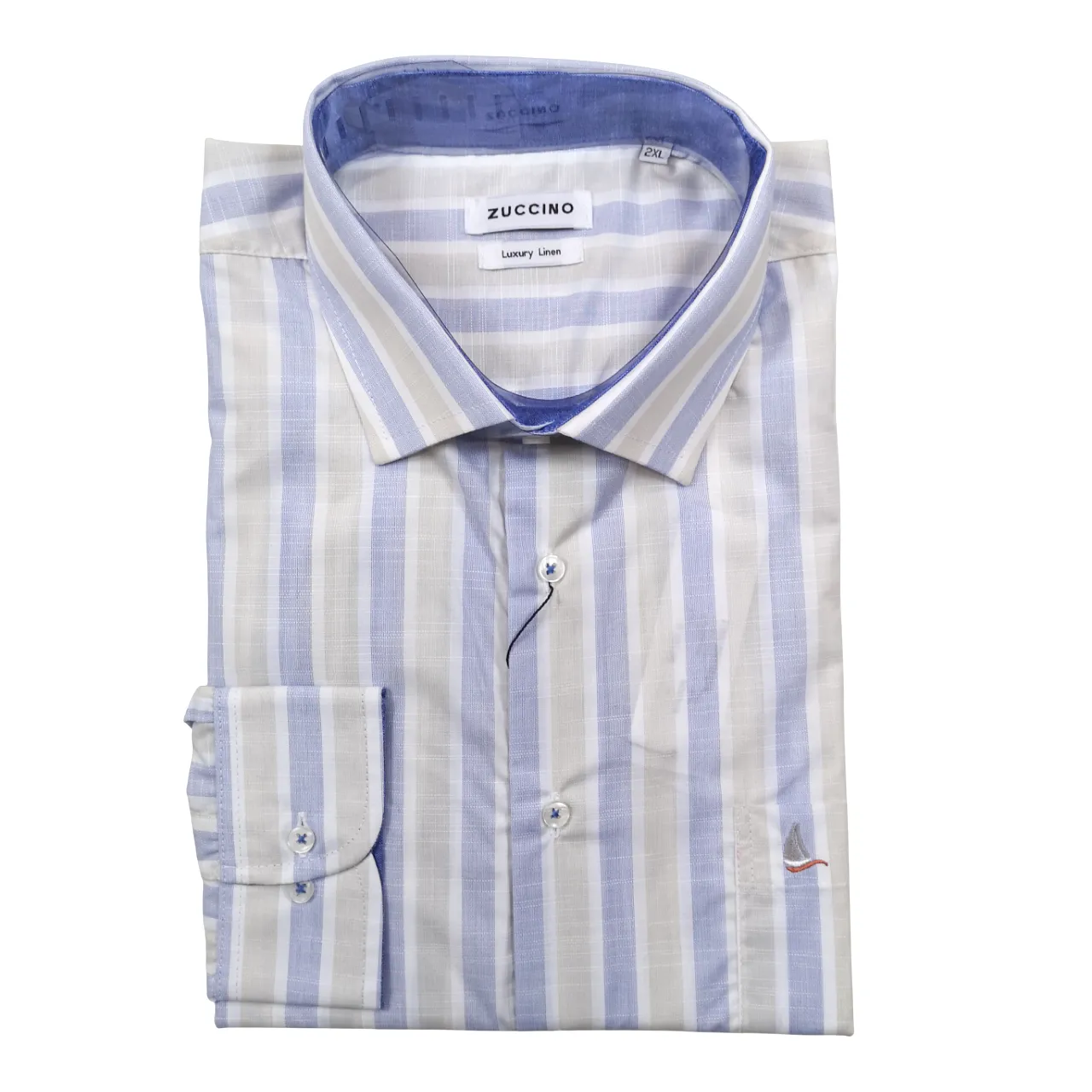 Zuccino Italy Stripe LS L.Blue  Shirt